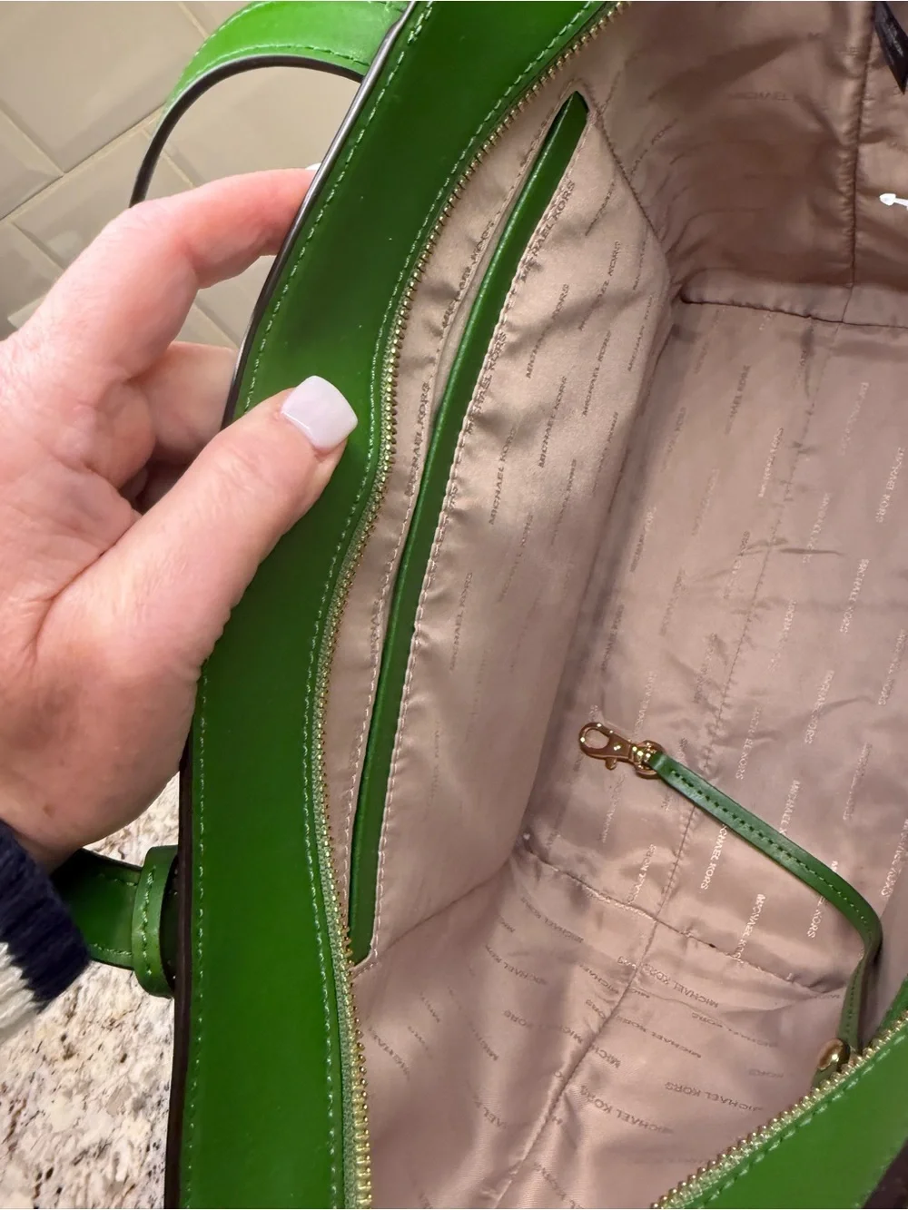 MICHAEL KORS Whitney Green Leather Handbag